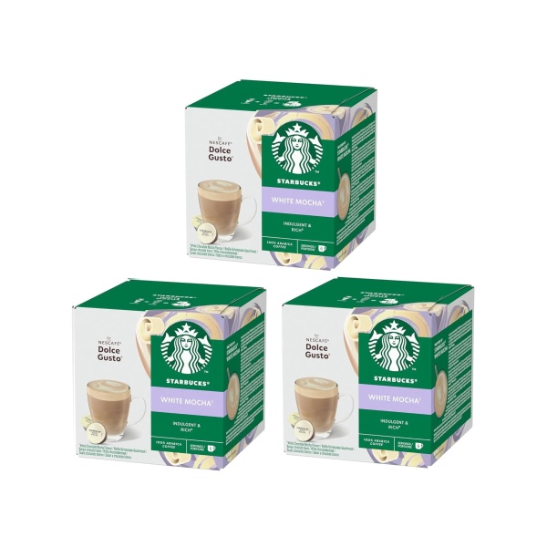 Starbucks White Mocha by Nescafe Dolce Gusto Coffee Capsules, 12 Capsules, Pack of 3